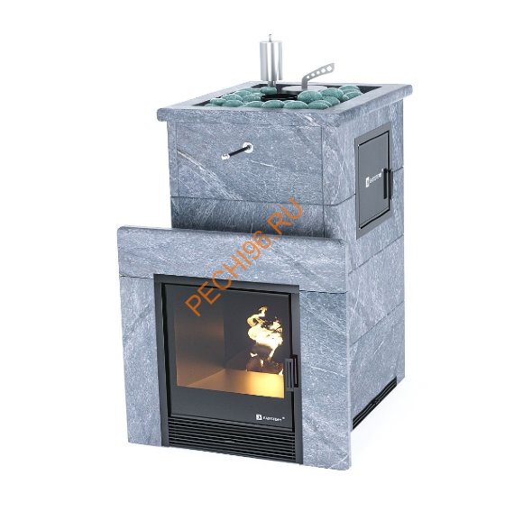 Печь банная ИзиСтим Сочи М2 в кожухе из талькохлорита с открытым верхом