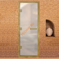 Дверь в хамам стеклянная Арта Престиж 60G Белая матовая, коробка золото алюминий с порогом