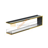 Торцевой биокамин 2000х500х300 мм, стекло, рамка латунь