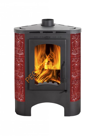 Печь-камин EcoKamin БАВАРИЯ Радиус угловая изразцовая Барокко кирпичный