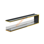 Торцевой биокамин 2000х500х300 мм, стекло тонированное, рамка латунь