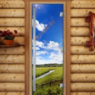 Дверь стеклянная DoorWood «Престиж», 700х1900мм, с фотопечатью «Родные просторы»