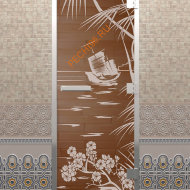 Дверь стеклянная DoorWood Хамам «Голубая лагуна» бронза, 1900х700 мм