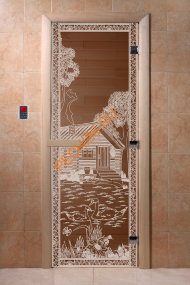 Дверь стеклянная DoorWood «Банька в лесу бронза», 2000х700 мм