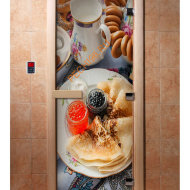 Дверь стеклянная DoorWood с фотопечатью «Масленица»