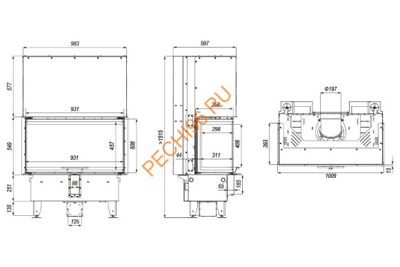 Каминная топка DEFRO HOME INTRA ME C G, 13 кВт, 1009/549/393мм, трехсторонний, гильотина Каминная топка DEFRO HOME INTRA ME C G, 13 кВт, 1009/549/393мм, трехсторонний, гильотина