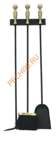 Каминный набор Е10002АК черный с античной латунью