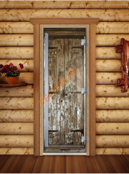Дверь стеклянная DoorWood «Престиж», 700х1900мм, с фотопечатью «Шебби-шик»