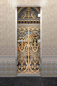 Дверь стеклянная DoorWood Хамам с фотопечатью «Золотые ворота», 1900х700 мм
