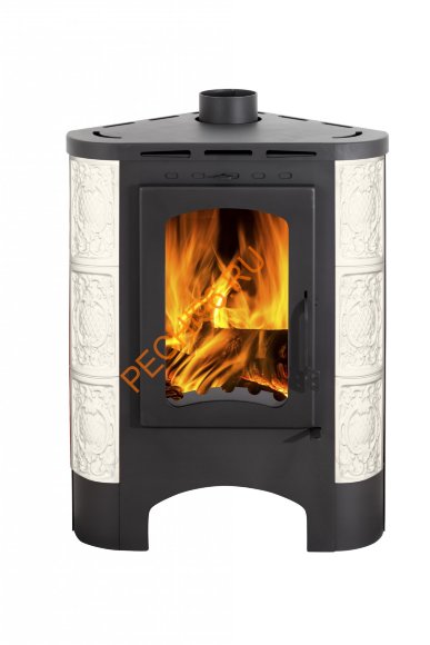 Печь-камин EcoKamin БАВАРИЯ Радиус угловая изразцовая Барокко бежевый