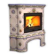 Печь-камин КимрПечь Прованс угловой Луг с дровником