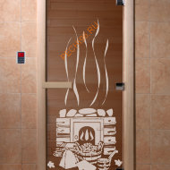 Дверь стеклянная DoorWood «Банька бронза», 1800х800 мм