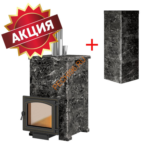 Печь банная Везувий Легенда Русский пар 24 (240) NEXT Пироксенит+облицовка дымохода