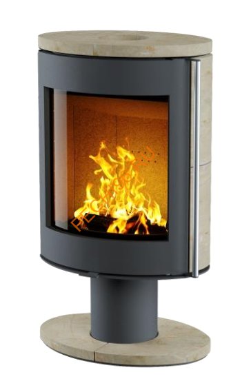 Печь-камин АСТОВ OVAL 600 Крема беж, основание ноги, крышка