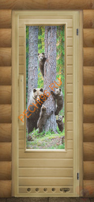 Дверь DoorWood Элит «Мишки» со стеклом с фотопечатью, 1850х730 мм