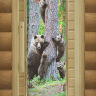 Дверь DoorWood Элит «Мишки» со стеклом с фотопечатью, 1850х730 мм