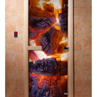 Дверь стеклянная DoorWood с фотопечатью «Магия огня»