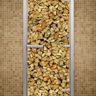 Дверь стеклянная ALDO «Дровница» коробка алюминий с порогом