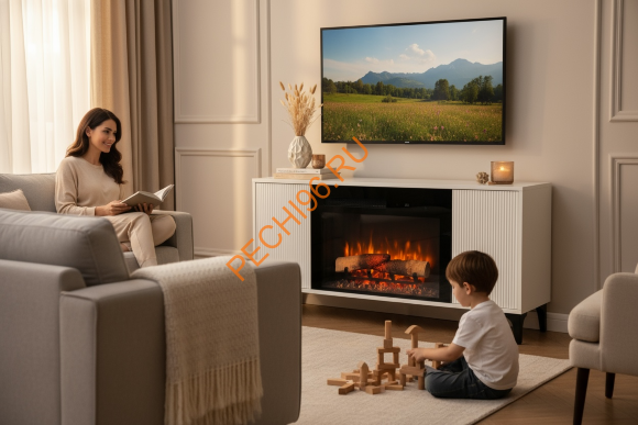 Электрокамин RealFlame НАОМИ R M25, Тумба под ТВ, с очагом MIRAGE-S 25 Электрокамин RealFlame НАОМИ R M25, Тумба под ТВ, с очагом MIRAGE-S 25