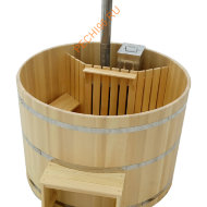 Уличная купель Фурако ExpertSaun с внутренней печью круглая из кедра, h 1200мм