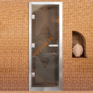 Дверь в хамам стеклянная Арта Престиж Арт 60G Иллюзия, коробка алюминий с порогом