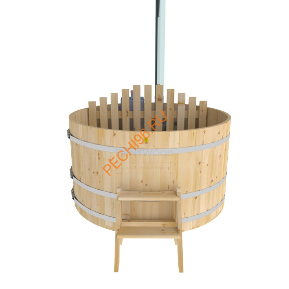 Уличная купель Фурако BentWood из кедра с внутренней печью премиум, h 1000мм