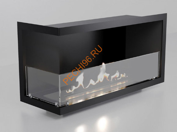 Биокамин угловой 1100х500х300 мм, стекло тонированное
