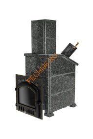 Печь банная чугунная Сибирь-премиум 25 (700х700), ТК 300мм, ЗК, в облицовке Президент пироксенит