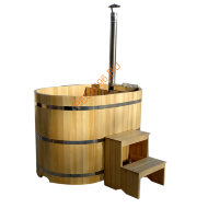 Уличная купель Фурако ExpertSaun с внутренней печью овальная из кедра, h 1200мм