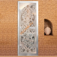 Дверь в хамам стеклянная Арта Престиж Арт 60G Джуна, коробка алюминий с порогом