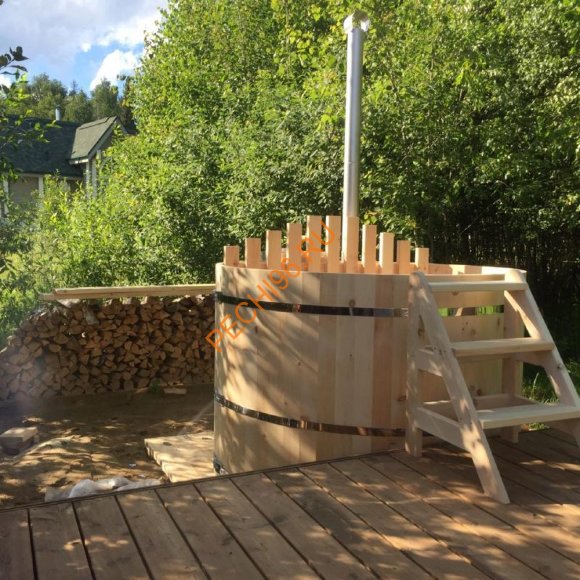 Уличная купель Фурако BentWood из кедра с внутренней печью премиум, h 1200мм