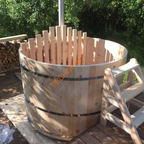 Уличная купель Фурако BentWood из кедра с внутренней печью премиум, h 1200мм