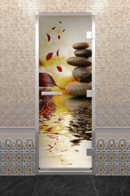 Дверь стеклянная DoorWood Хамам с фотопечатью «Отражение», 1900х700 мм
