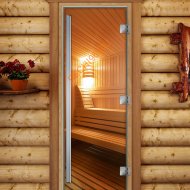 Дверь стеклянная DoorWood «Престиж», 700х1900мм, с фотопечатью «Сауна Люкс»