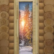 Дверь DoorWood Элит Люкс «Зима» со стеклом с фотопечатью, 1850х730 мм