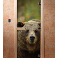 Дверь стеклянная DoorWood с фотопечатью «Хозяин тайги»
