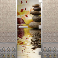 Дверь стеклянная DoorWood Хамам с фотопечатью «Отражение», 2000х900 мм