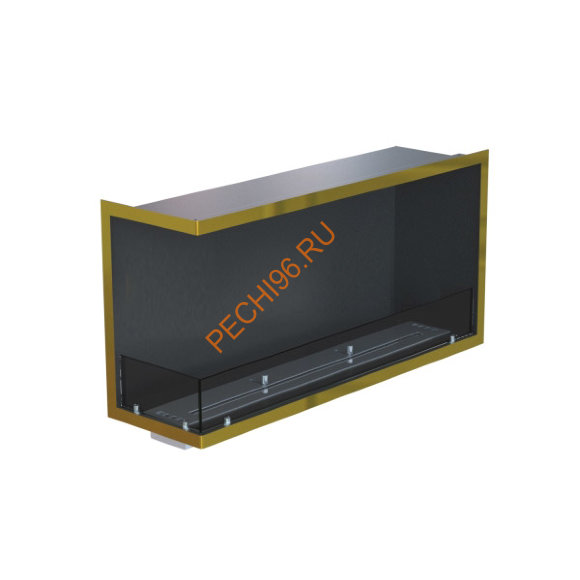 Биокамин угловой 1000х500х300 мм, стекло тонированное, рамка латунь Биокамин угловой 1000х500х300 мм, стекло тонированное, рамка латунь