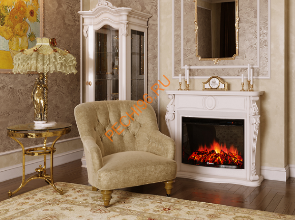 Электрокамин Electrolux EFP/P-3020LS с порталом Firelight Ovatio 30, беленый дуб