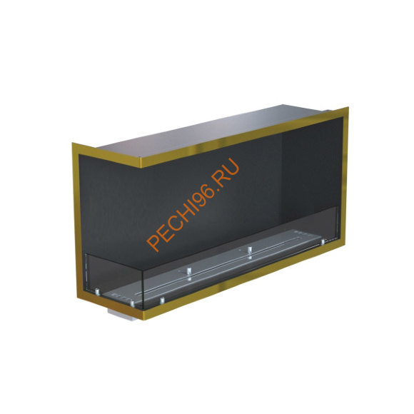 Биокамин угловой 1000х500х300 мм, стекло, рамка латунь Биокамин угловой 1000х500х300 мм, стекло, рамка латунь