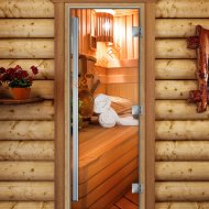 Дверь стеклянная DoorWood «Престиж», 800х2000мм, с фотопечатью «Райское место»