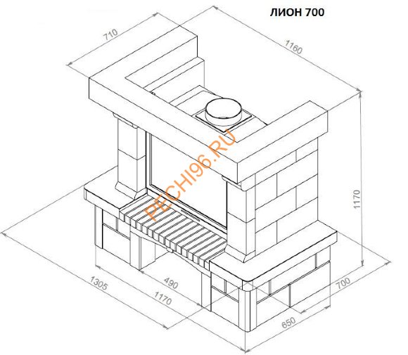 Каминная облицовка Лион 700 приставная