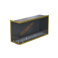 Биокамин угловой 1100х500х300 мм, стекло тонированное, рамка латунь