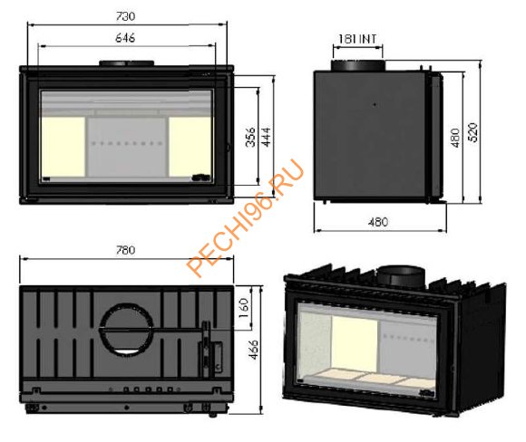 Дровяной камин CHAZELLES Topaze с топкой VE800