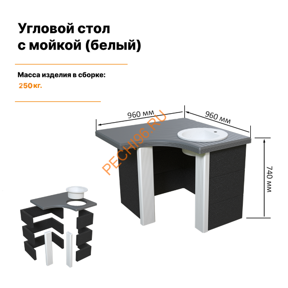 Стол-мойка Барбекю центр Боярыня угловой Сканди