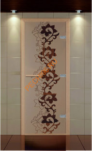 Дверь стеклянная ALDO NEW «Чайный декор» коробка бук с порогом