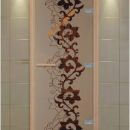 Дверь стеклянная ALDO NEW «Чайный декор» коробка бук с порогом