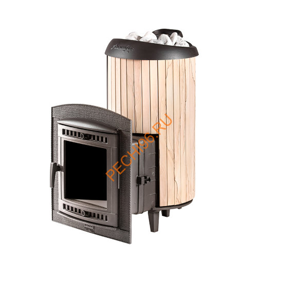 Печь банная Атмосфера XL ПРО ламели Окаменевшее дерево перенесенный рисунок