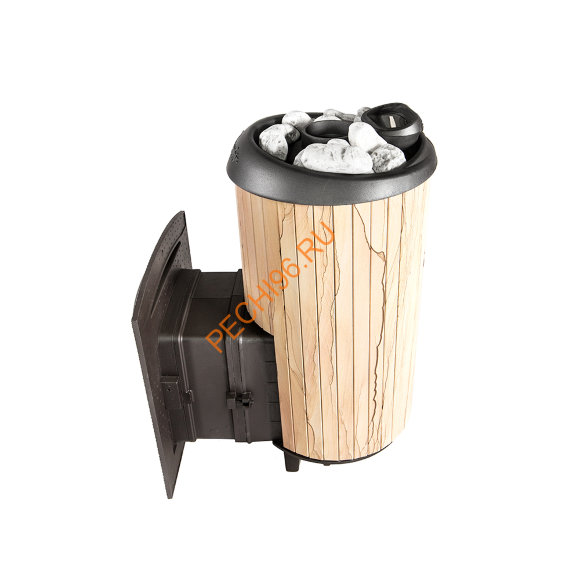 Печь банная Атмосфера XL ПРО ламели Окаменевшее дерево перенесенный рисунок