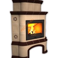 Печь-камин КимрПечь Прованс угловой двухъярусный Шоколад с дровником